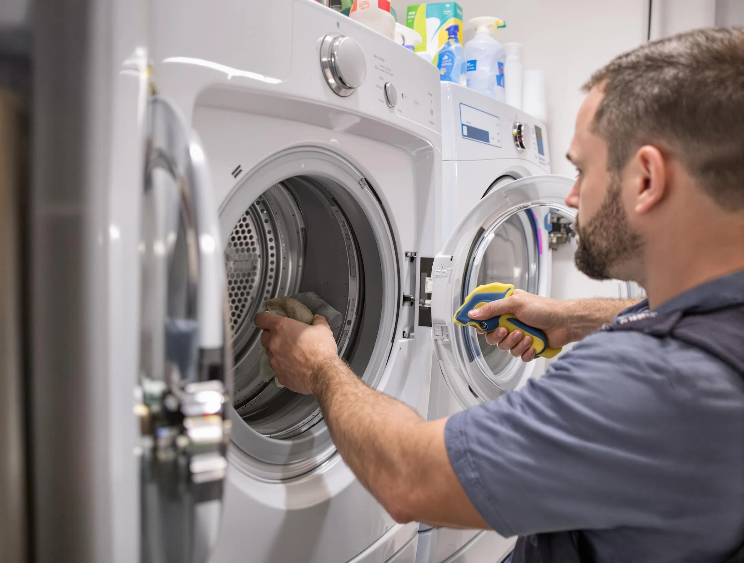 Carefree Dryer Vent Cleaning specialist removing lint buildup from a dryer lint trap system in Carefree