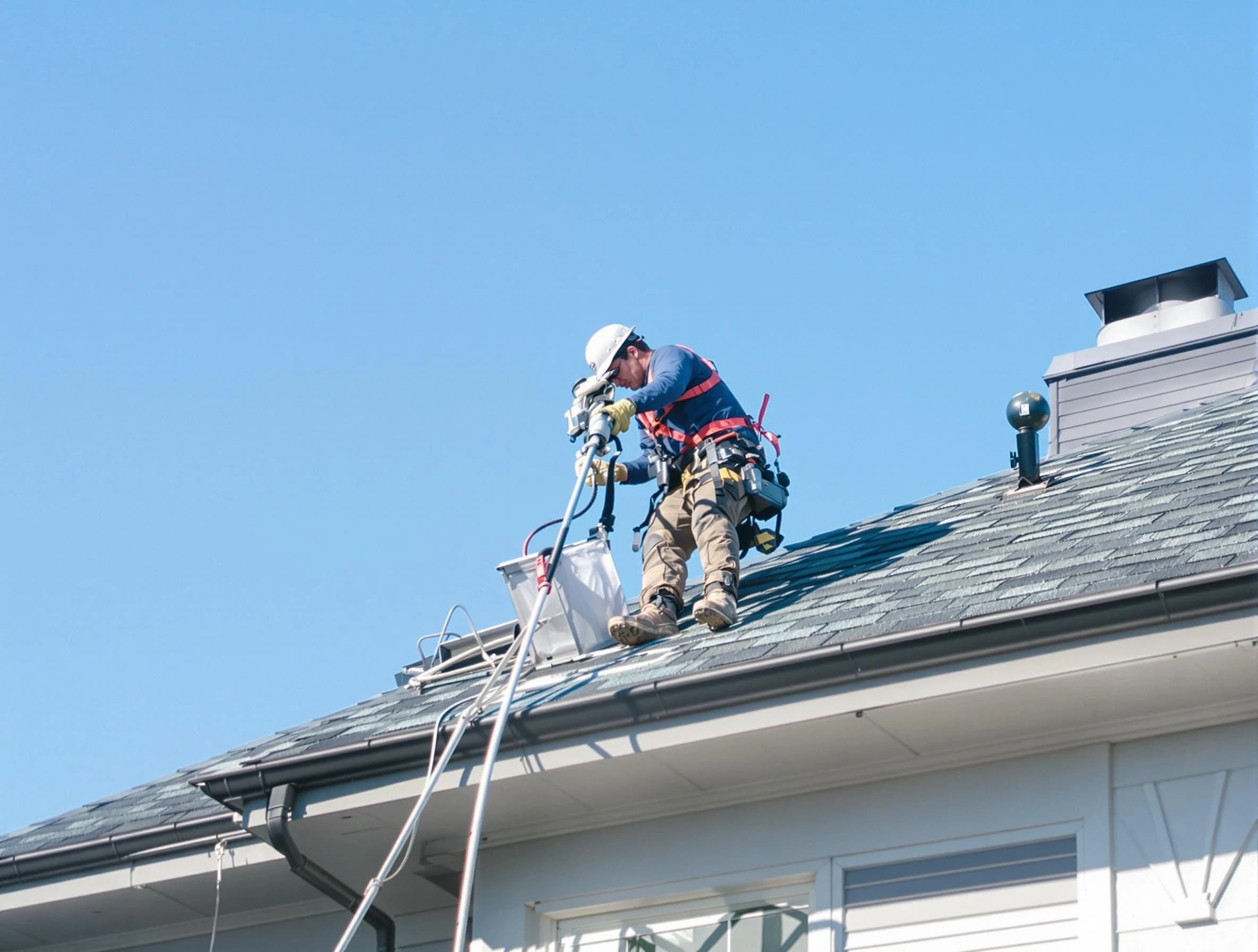 Carefree Dryer Vent Cleaning certified technician cleaning a roof-mounted dryer vent system in Carefree