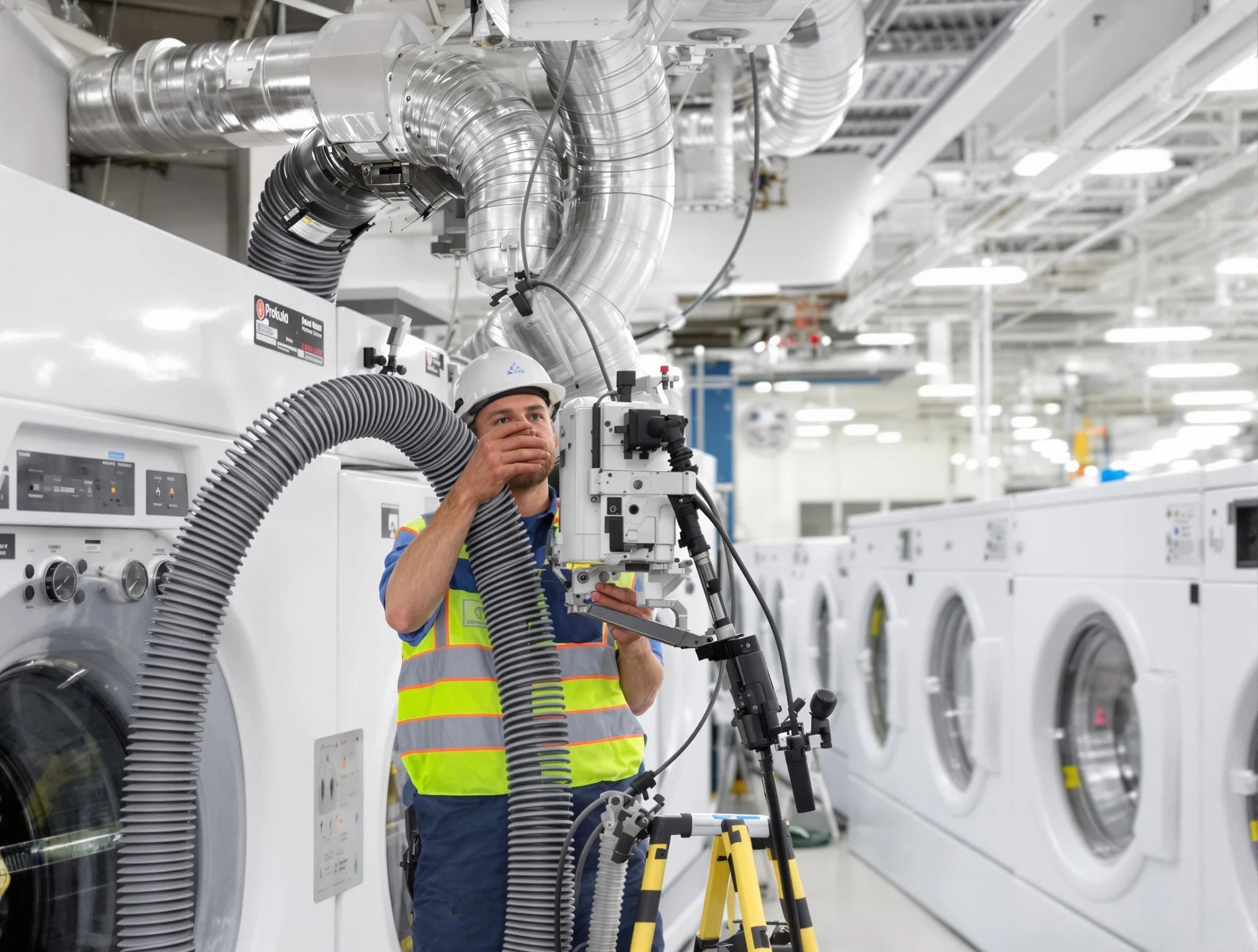 Carefree Dryer Vent Cleaning team performing commercial-grade dryer vent cleaning at a business facility in Carefree