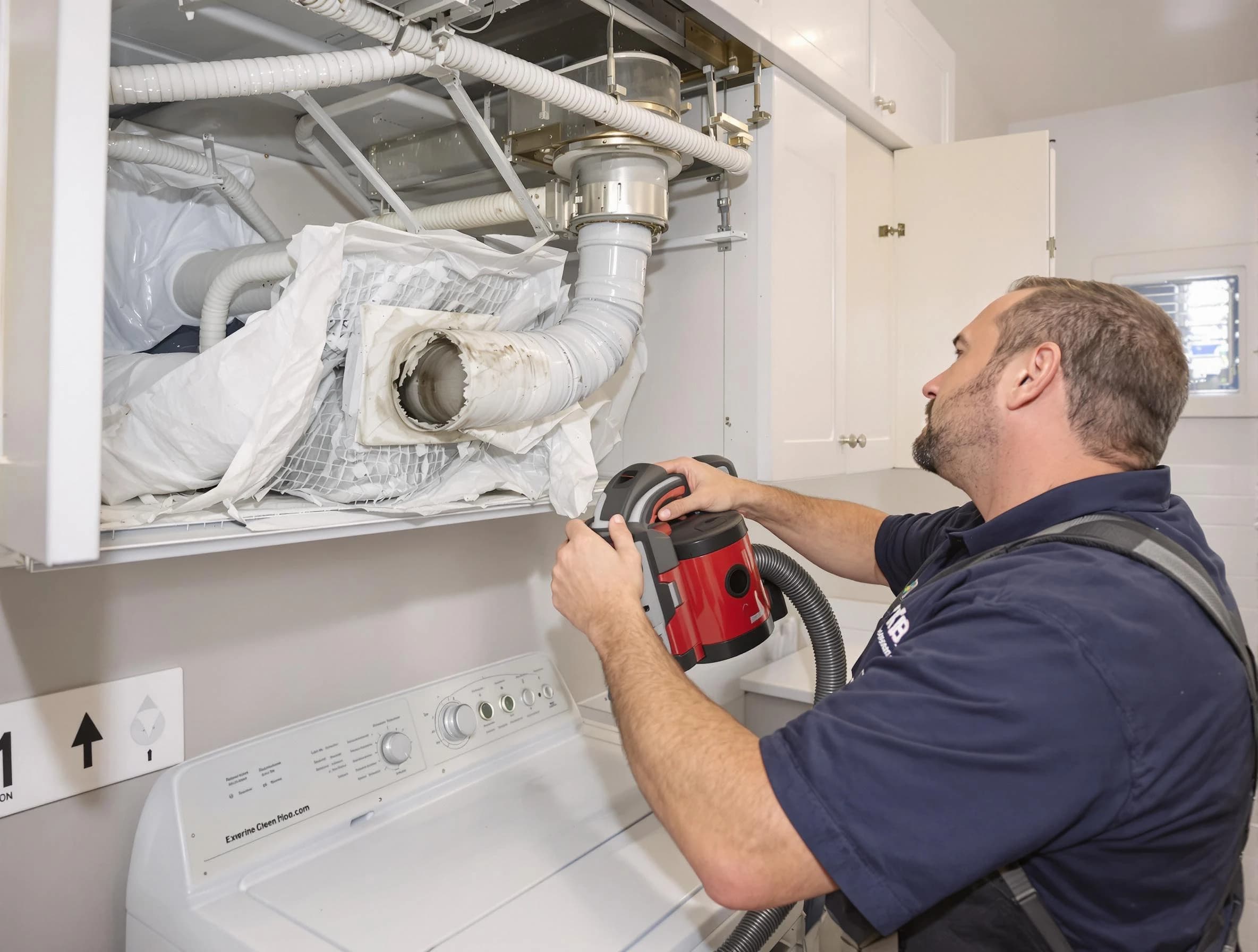 Carefree Dryer Vent Cleaning technician performing professional exhaust vent cleaning at a residential property in Carefree