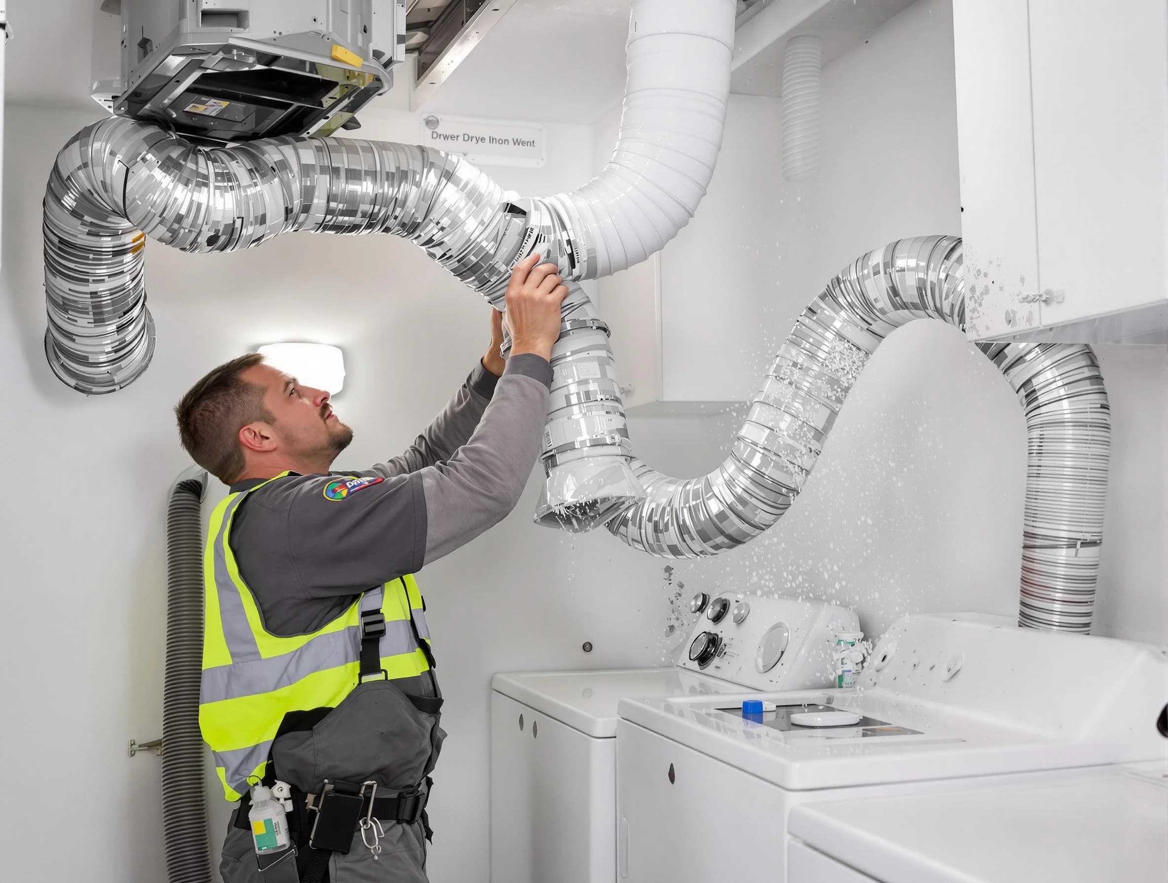 Carefree Dryer Vent Cleaning technician performing detailed dryer exhaust vent cleaning at a home in Carefree