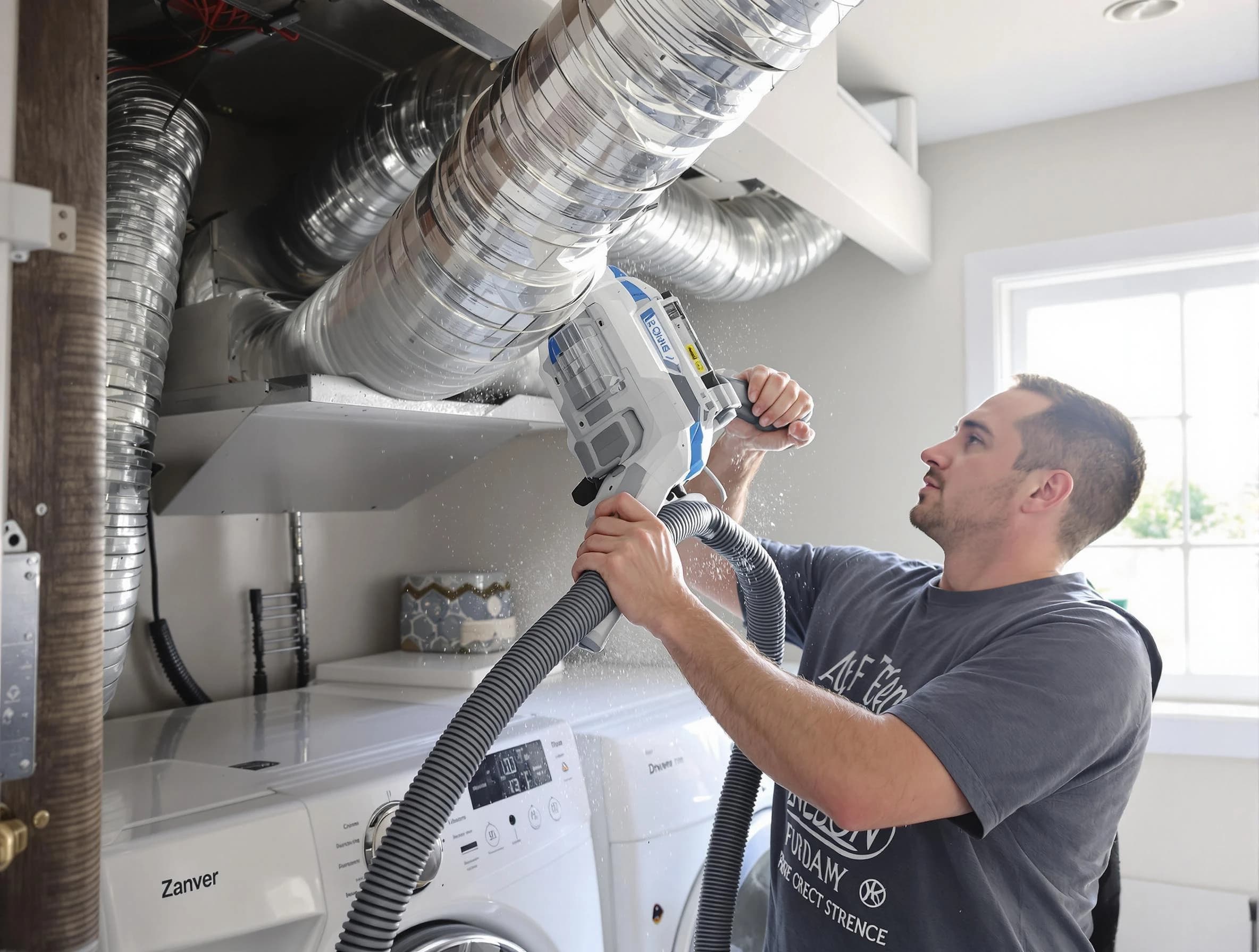 Carefree Dryer Vent Cleaning specialist cleaning deep within a dryer vent duct system in Carefree