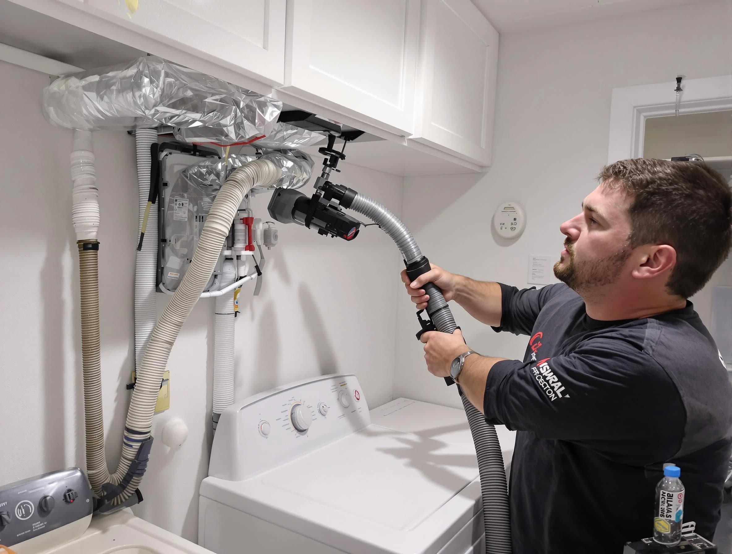 Carefree Dryer Vent Cleaning certified technician performing safety-focused gas dryer vent cleaning in Carefree