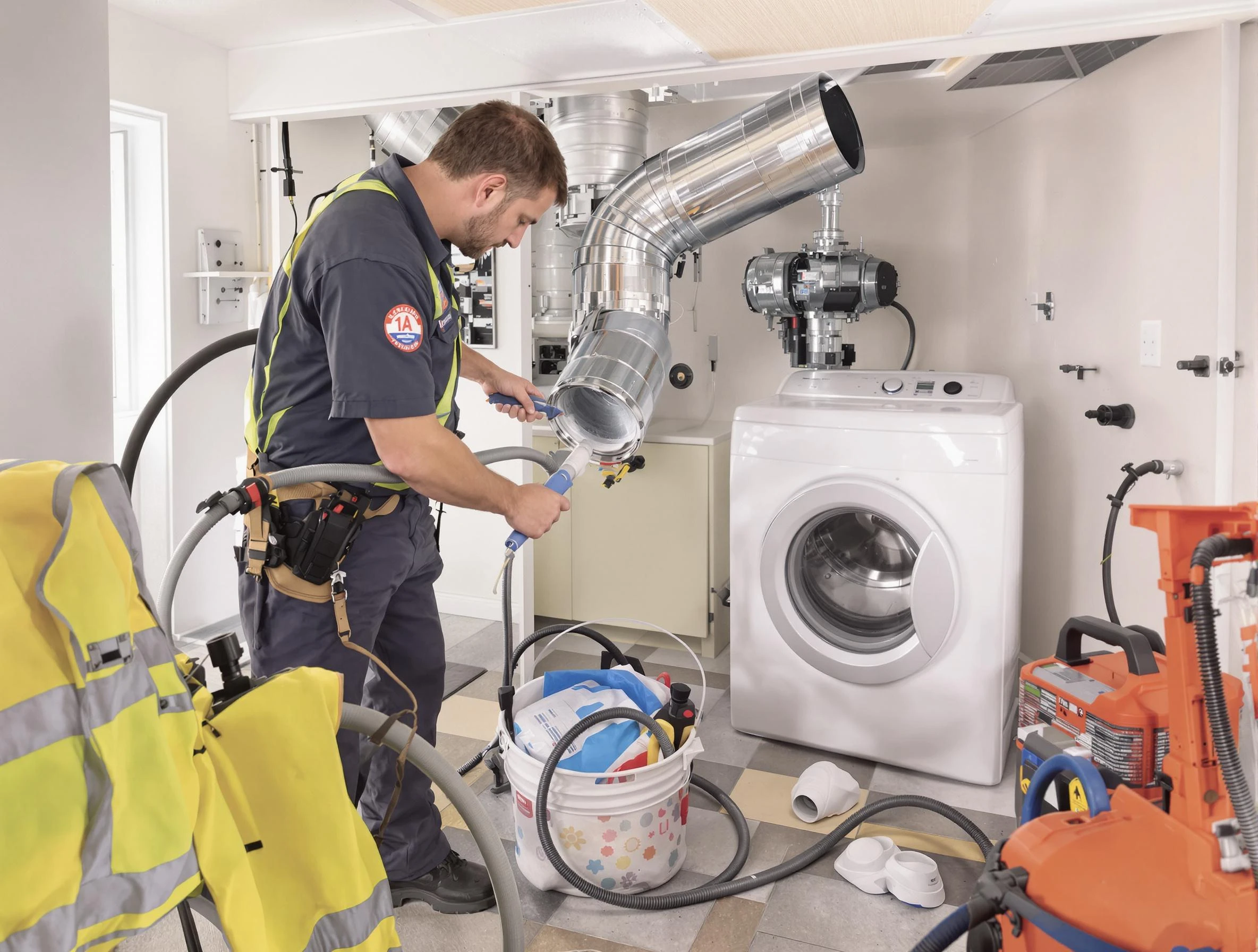 Carefree Dryer Vent Cleaning technician using specialized equipment to clear severe dryer vent blockage in Carefree