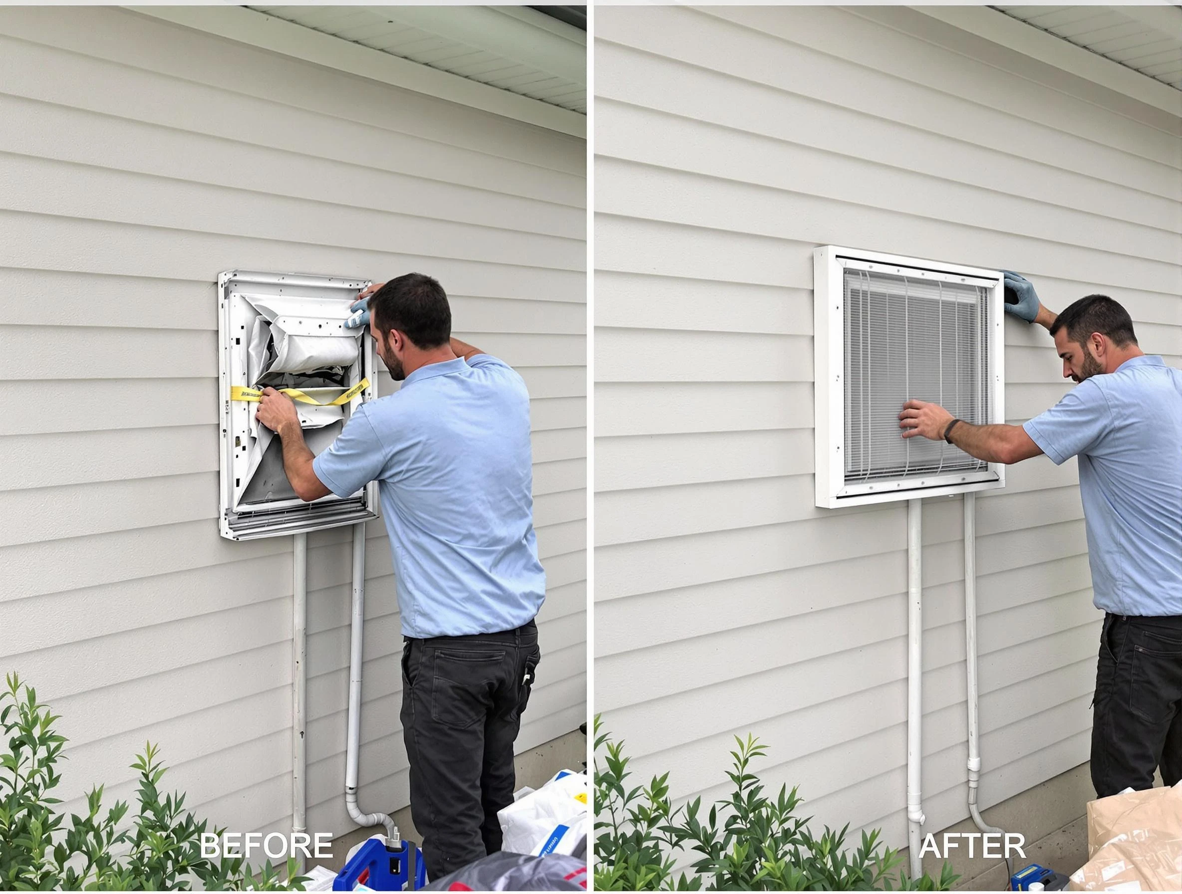 Carefree Dryer Vent Cleaning technician installing high-quality dryer vent cover at a residential property in Carefree