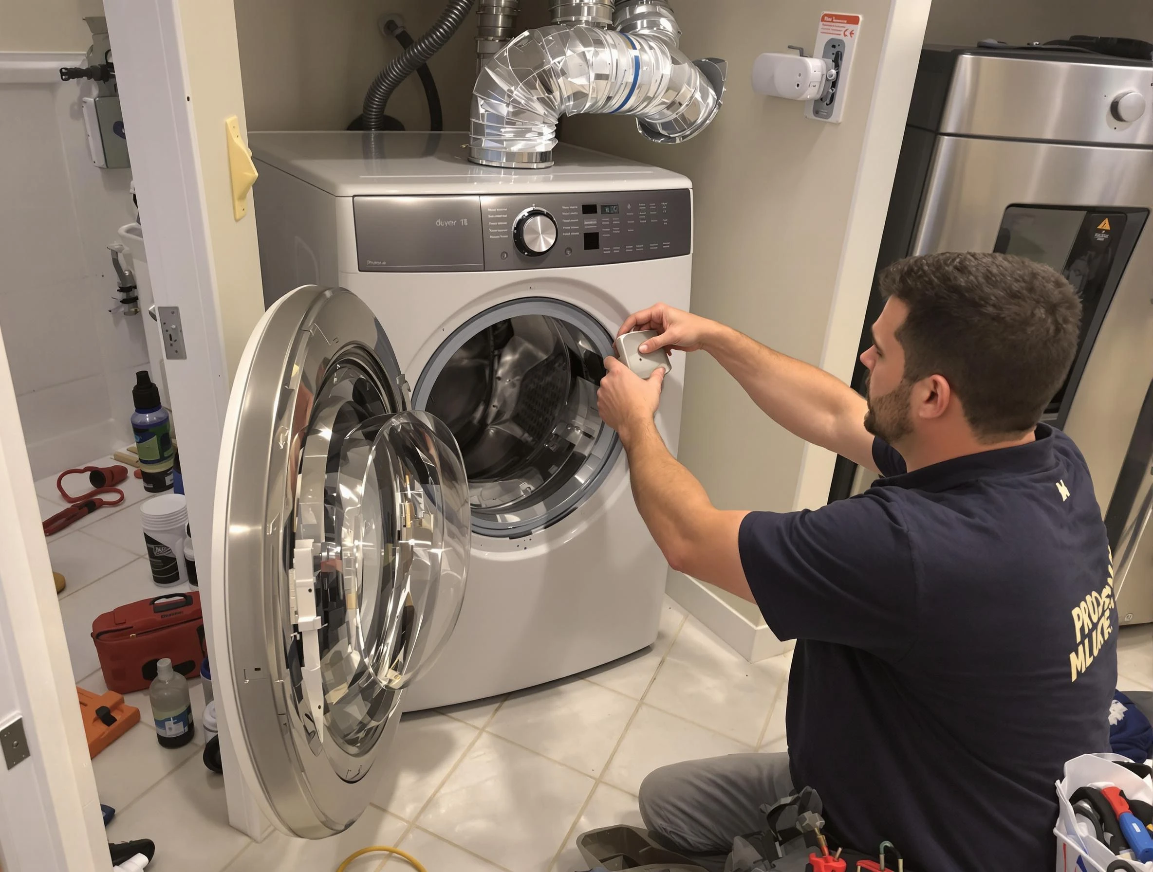 Carefree Dryer Vent Cleaning technician performing precise dryer vent hose installation in Carefree